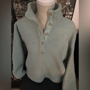 Aerie teddy mock neck with bottons size s/p oversized Light Green